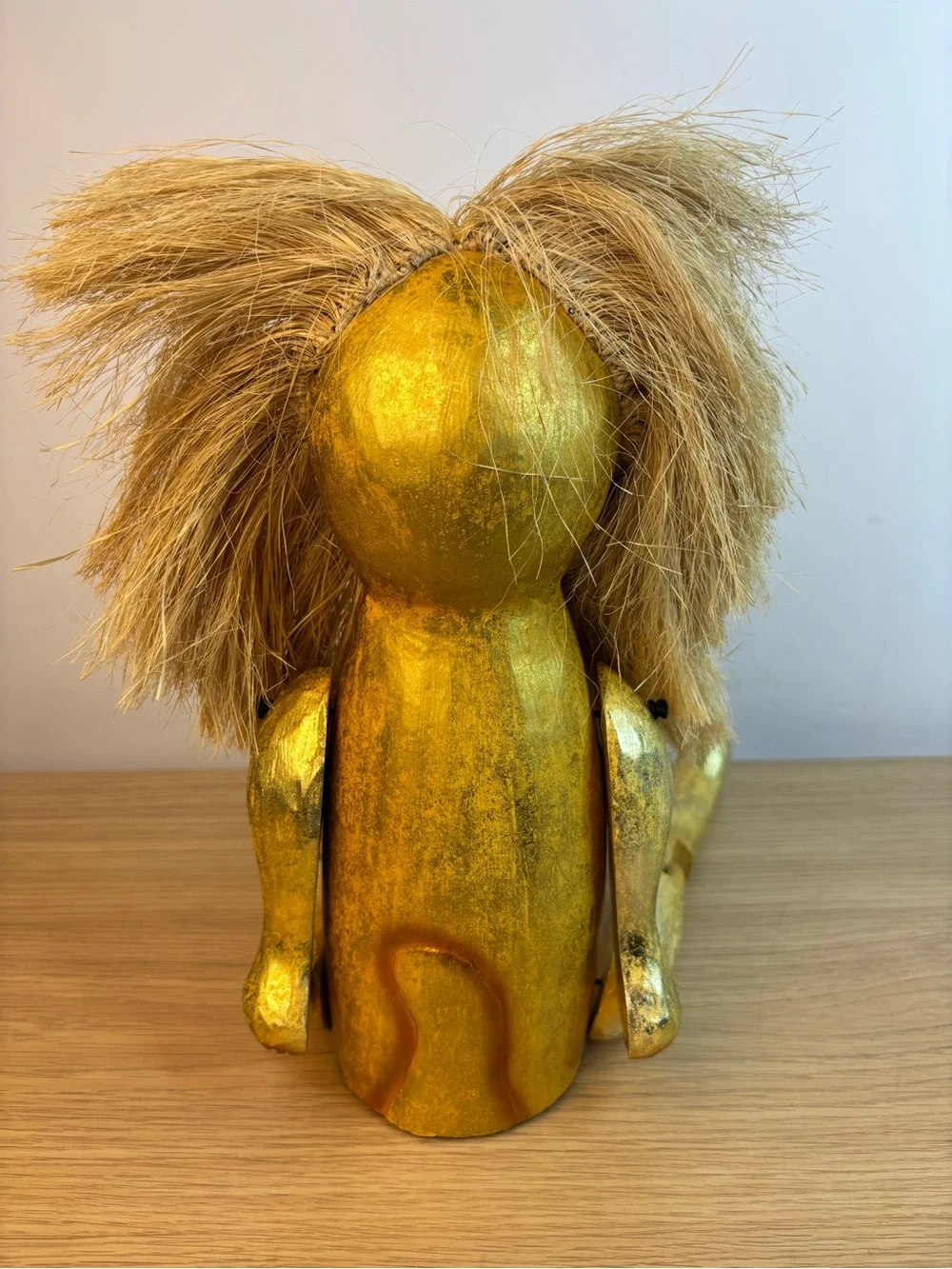 Vintage Pier 1 Imports Jointed Wooden Lion Shelf Sitter